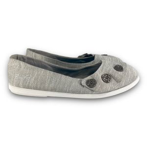 Blowfish Malibu Gogogo Slip On Flats Canvas Casual Shoes Gray White Women 7.5